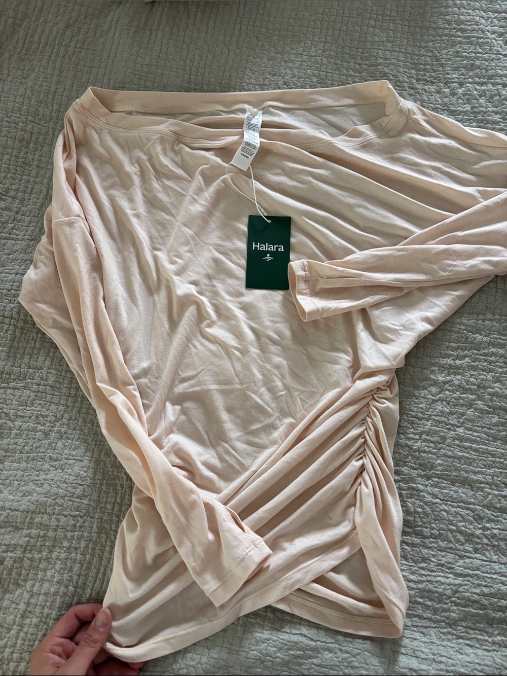HALARA Blush Pink Long Sleeve Side-Ruched Top